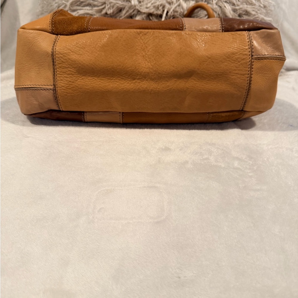 Fossil Patchwork Leather Tote - Tan and Brown - Picture 3 of 10